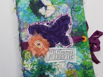 FOR SALE: Purple Butterfly Junk Journal-Hardcover-Mini Album-Scrapbook-Photo Album-Textile Art