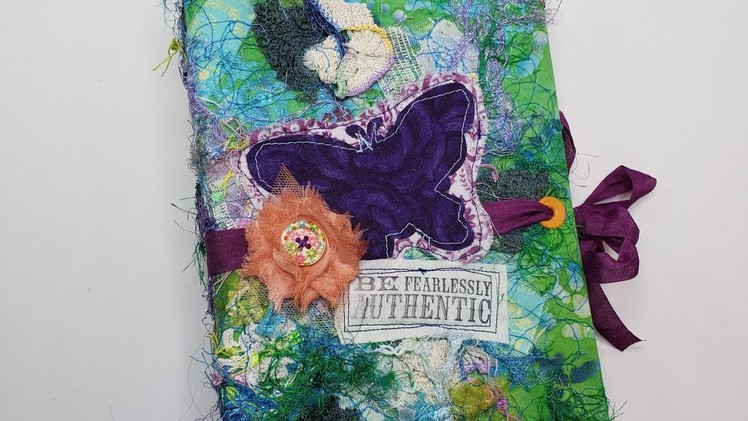 FOR SALE: Purple Butterfly Junk Journal-Hardcover-Mini Album-Scrapbook-Photo Album-Textile Art