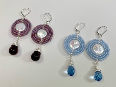 Herringbone Wire Pearl and Seed Bead Earrings Tutorial