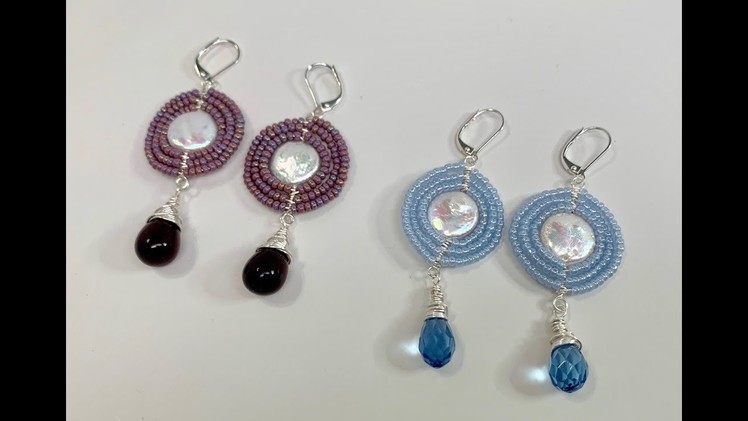 Herringbone Wire Pearl and Seed Bead Earrings Tutorial