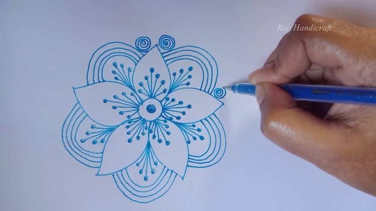 How to Draw Nakshi Kantha Design Drawing Video step by step Tutorial#35, Flower design