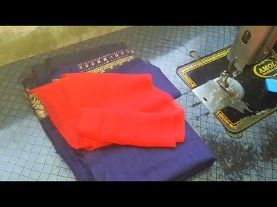 Less patchwork printed mirror work saree back neck blouse design use saree kapdha patch.gold kapdha