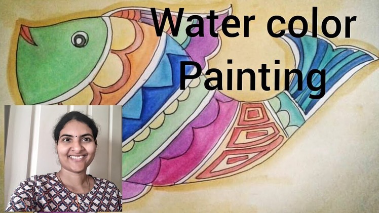 Madhubani Painting tutorial in telugu || Watercolour  painting in telugu