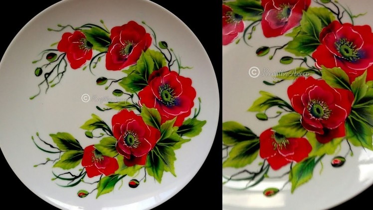 Painting for beginners - painting tutorial on how to paint flowers on ceramic plate - diy