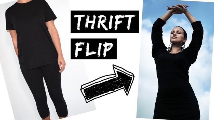 Thrift Flip DIY. Upcycling Dress from Leggings & T-Shirt. Thrifted Transformations CHALLENGE