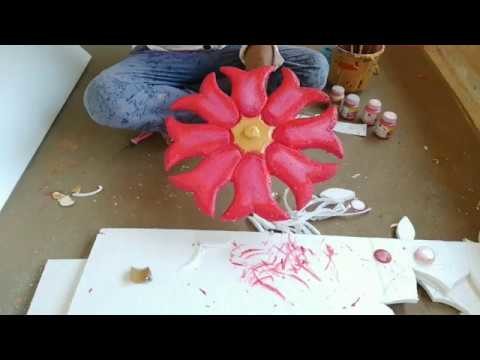 थर्माकोल डिजाइन,  flower design , Thermocol cutting , painting art, hindi tutorial