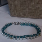 Turquoise and white with silver Bracelet 102707