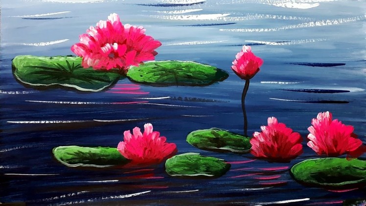 Very easy lotus lake painting in watercolour tutorial step by step for beginners