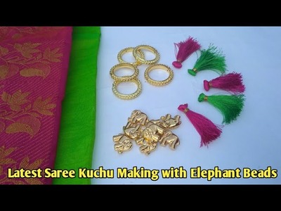 Very Easy Saree Kuchu Making Tutorial | Elephant beads Kuchu design | Latest Saree Tassels Making