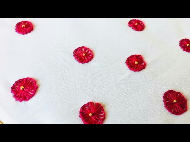 All over hand embroidery design for sari.dress.kurti | buttonhole stitch design with beads| handwork