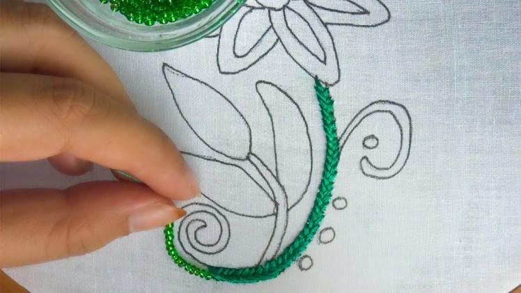 Beads Embroidery leave Design |leaf hand embroidery