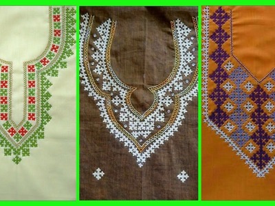 Beautiful hand embroidered neck line designs