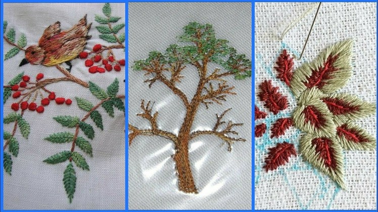 Beautiful hand embroidery flower & trees design