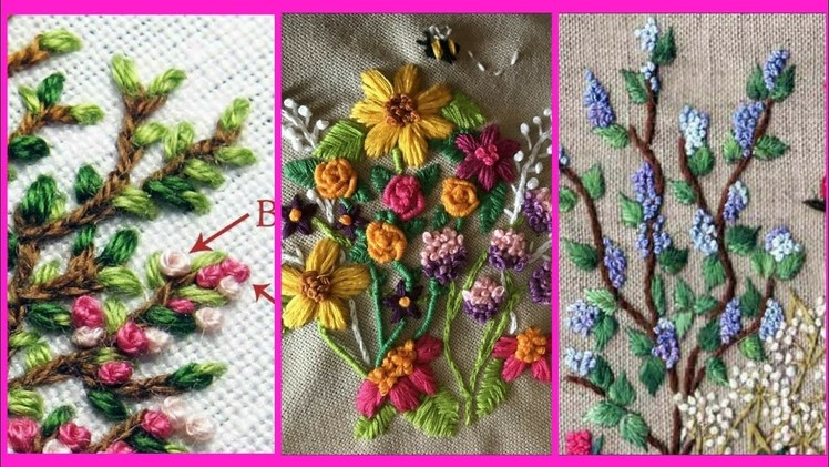 Beautiful Hand work embroidery flower designs.