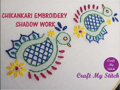 Chikankari - Shadow work - Peacock - Hand embroidery
