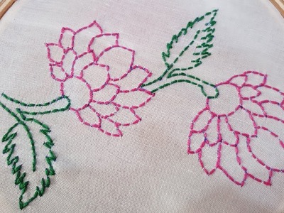 Easy and simple hand embroidery kaccha tanka saree border design