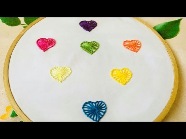 Easy hand embroidery all over design of hearts | simple embroidery heart pattern for sari or dress