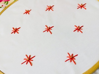 Easy hand embroidery all over design for dress | simple embroidery design for  sari with beads.