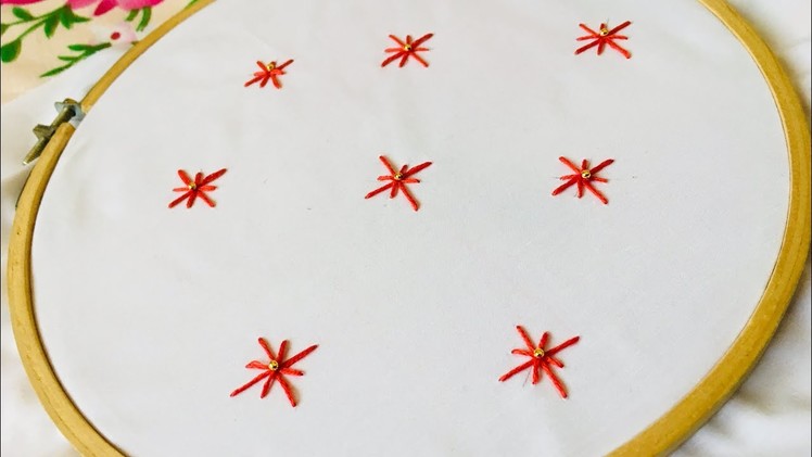 Easy hand embroidery all over design for dress | simple embroidery design for  sari with beads.