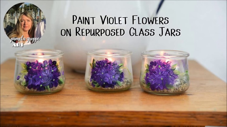 Easy Paint Violet Flowers on Glass