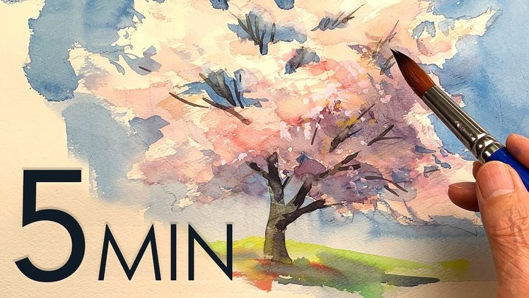 [Eng sub] 5min Easy Watercolor | Sakura ,Cherry blossom