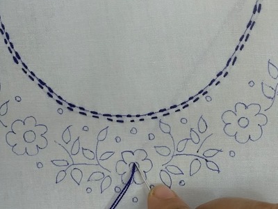 Fantasy neck line hand embroidery design for dress.