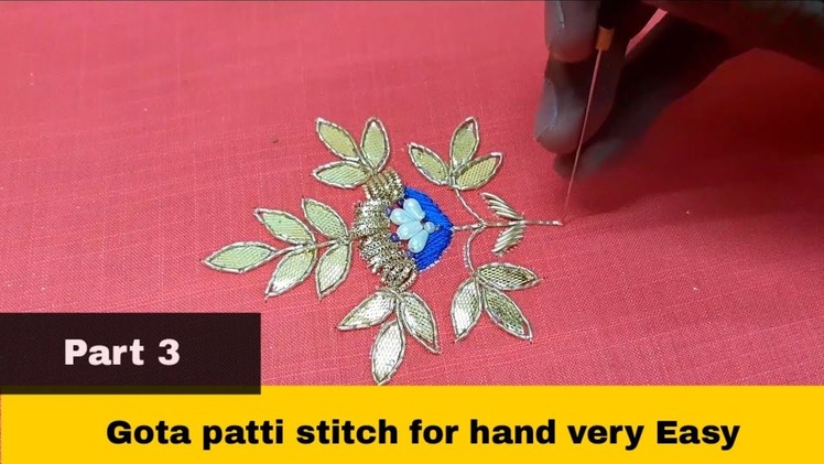 Gota patti work!! aari work !!hand embroidery tutorial !!part 3!!Designer razi