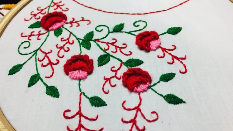 Hand Embroidery:beautiful neckline embroidery design by nakshi design art.
