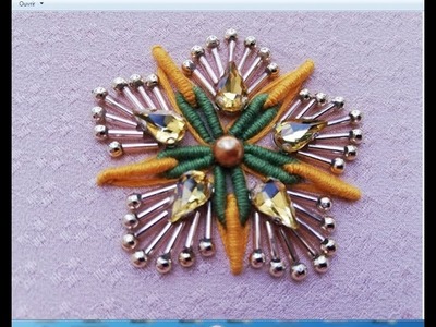 Hand embroidery beautifull flower design.bullion flower stitch