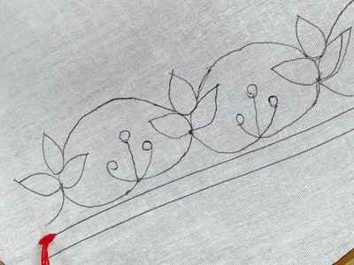 Hand embroidery border design |  border line tutorial for beginner.