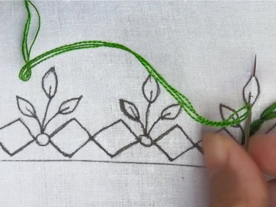 Hand embroidery Border line Stitch| latest border design for dress