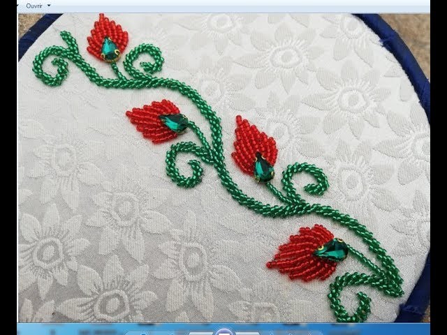 Hand embroidery,Border line design with beads