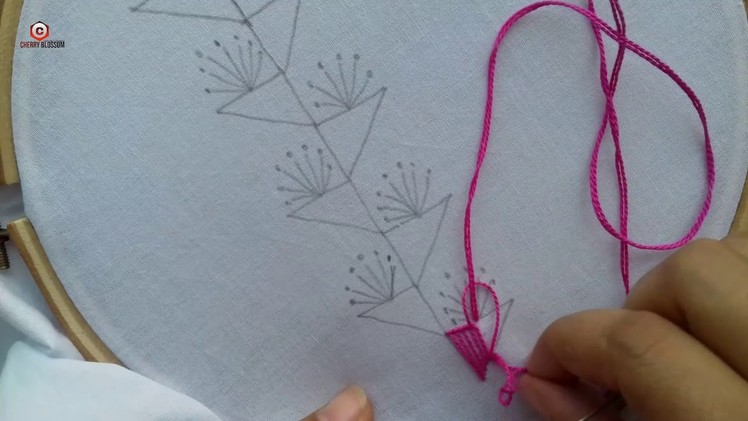 Hand embroidery border tutorial for beginners.