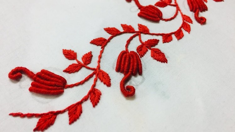 Hand Embroidery:borderline embroidery design by nakshi design art.