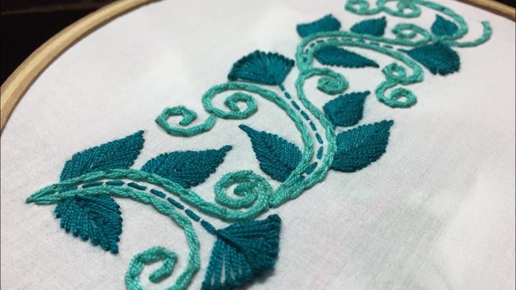 Hand Embroidery:borderline embroidery design by nakshi design art.