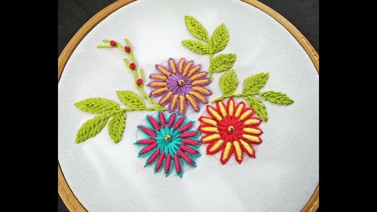 Hand Embroidery | Bullion Knot Flower | Bullion Knot Flower Embroidery | Flower Embroidery Tutorial