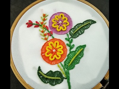 Hand Embroidery | Bullion Knot Flower | Brazilian Flower Embroidery Tutorial |Easy Flower Embroidery