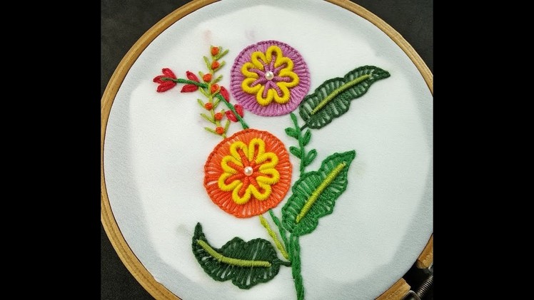 Hand Embroidery | Bullion Knot Flower | Brazilian Flower Embroidery Tutorial |Easy Flower Embroidery