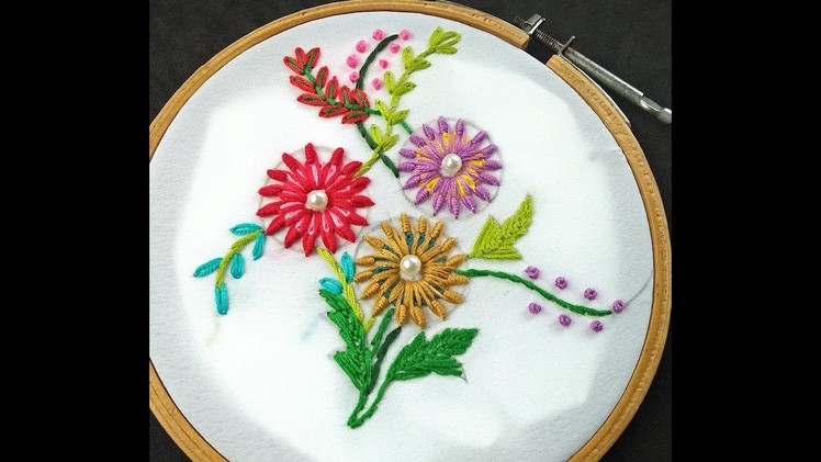 Hand Embroidery | Bullion Lazy Stitch Flower | Easy Flower Embroidery For Beginners
