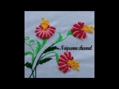 Hand embroidery Bullion stitch with long french knot stitch flower