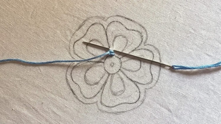 Hand embroidery. Button hole stitch flower design. Easy flower stitch.
