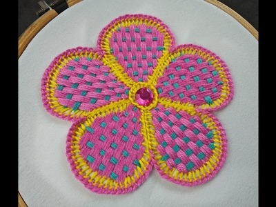 Hand Embroidery | Checkered flower With Buttonhole Stitch | Fantasy Flower Stitch |Embroidery Design