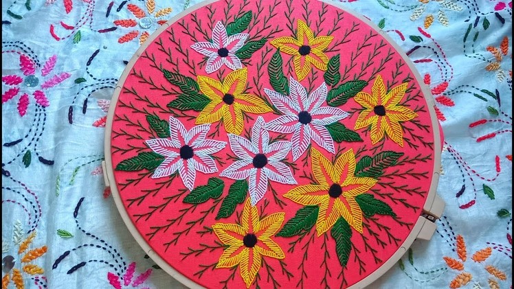 Hand Embroidery Cushion Cover Design Tutorial #6, কুশন কভার ডিজাইন by Rup Handicraft