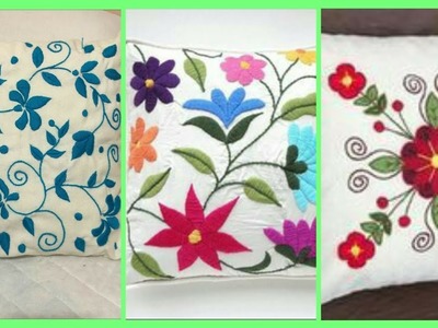 Hand embroidery cushions design with flowers