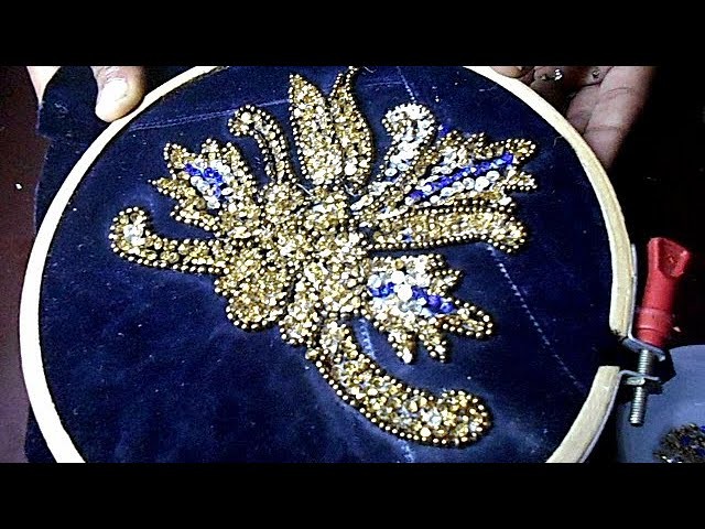 Hand embroidery design and pattern on velvet fabric Roz fashion