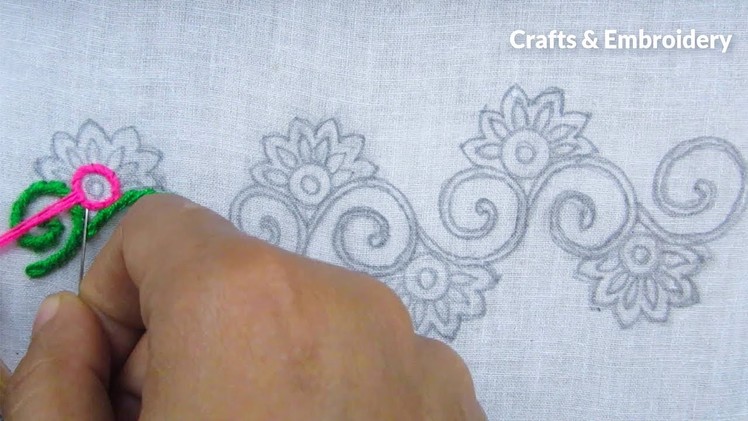 Hand Embroidery, Easy Border Line Embroidery Tutorial