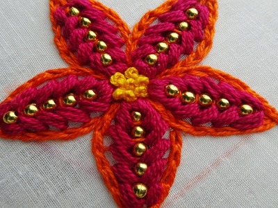 Hand Embroidery|  Fantasy Flower Stitch| pearl beads Flower Embroidery