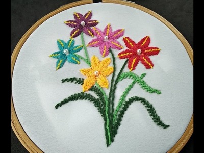 Hand Embroidery | Flower Bunch Embroidery | Embroidery Flower Bouquet | Flower Embroidery Stitches