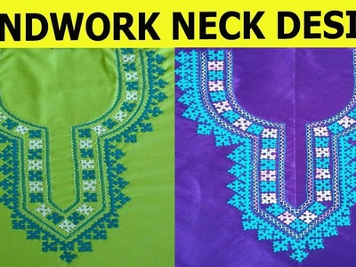 Hand embroidery.Hand work suit design.hand embroidery designs for neck.sindhi kurti neck design#171