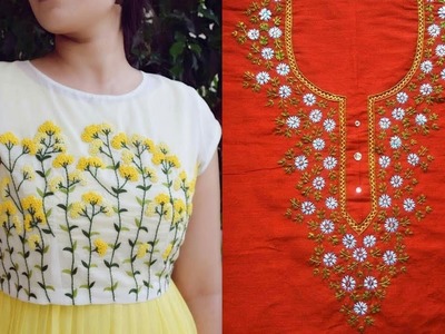 Hand Embroidery Ideas - 55 Beautiful Neckline Embroidery Designs of Talented Artists